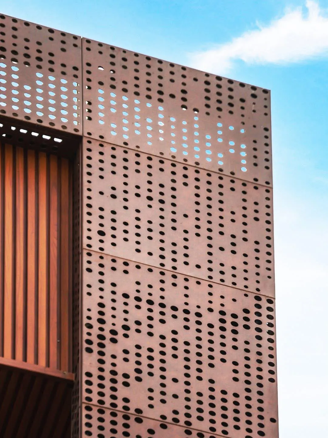 Rust finish perforated cladding
