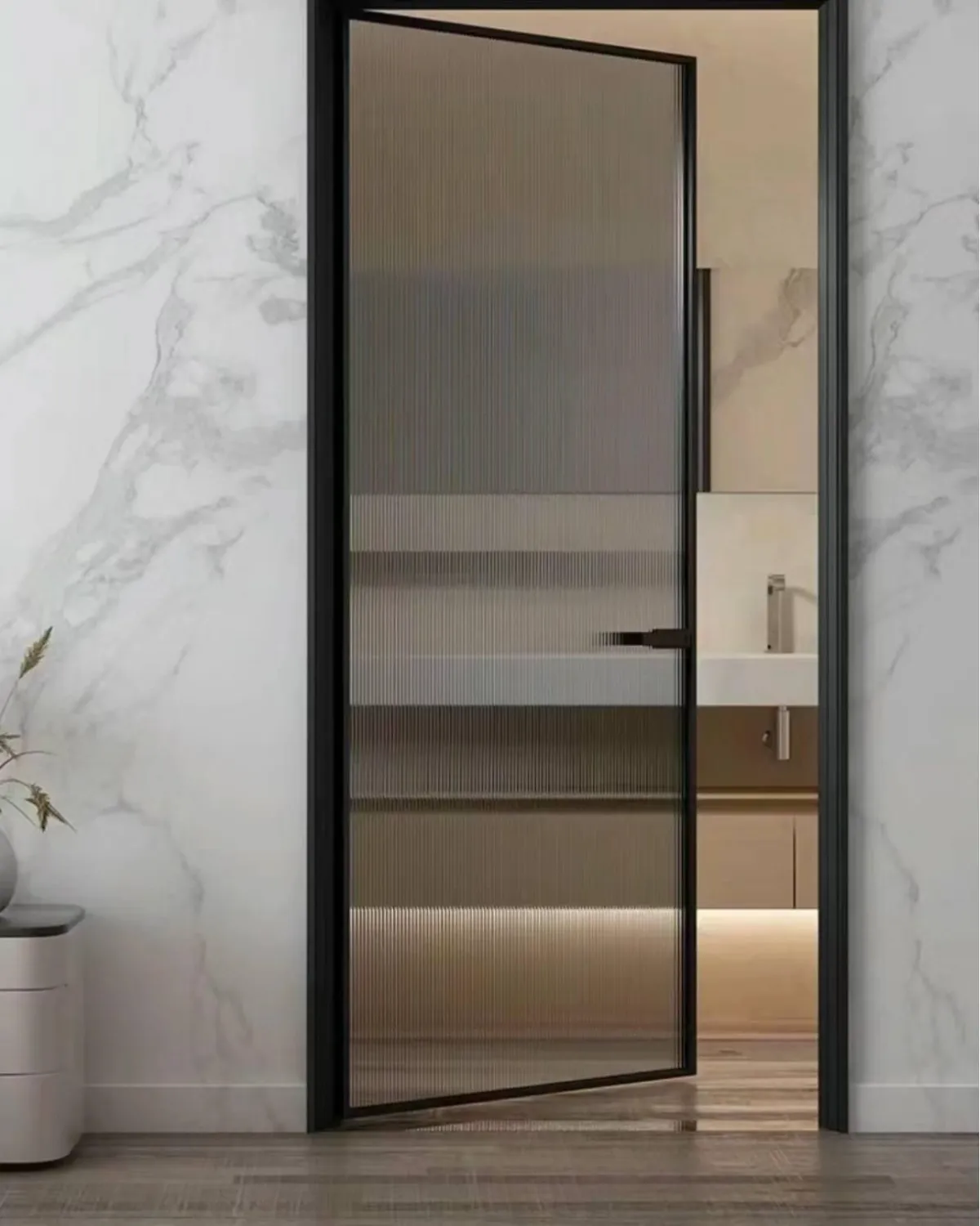 Frosted tempered glass shower door