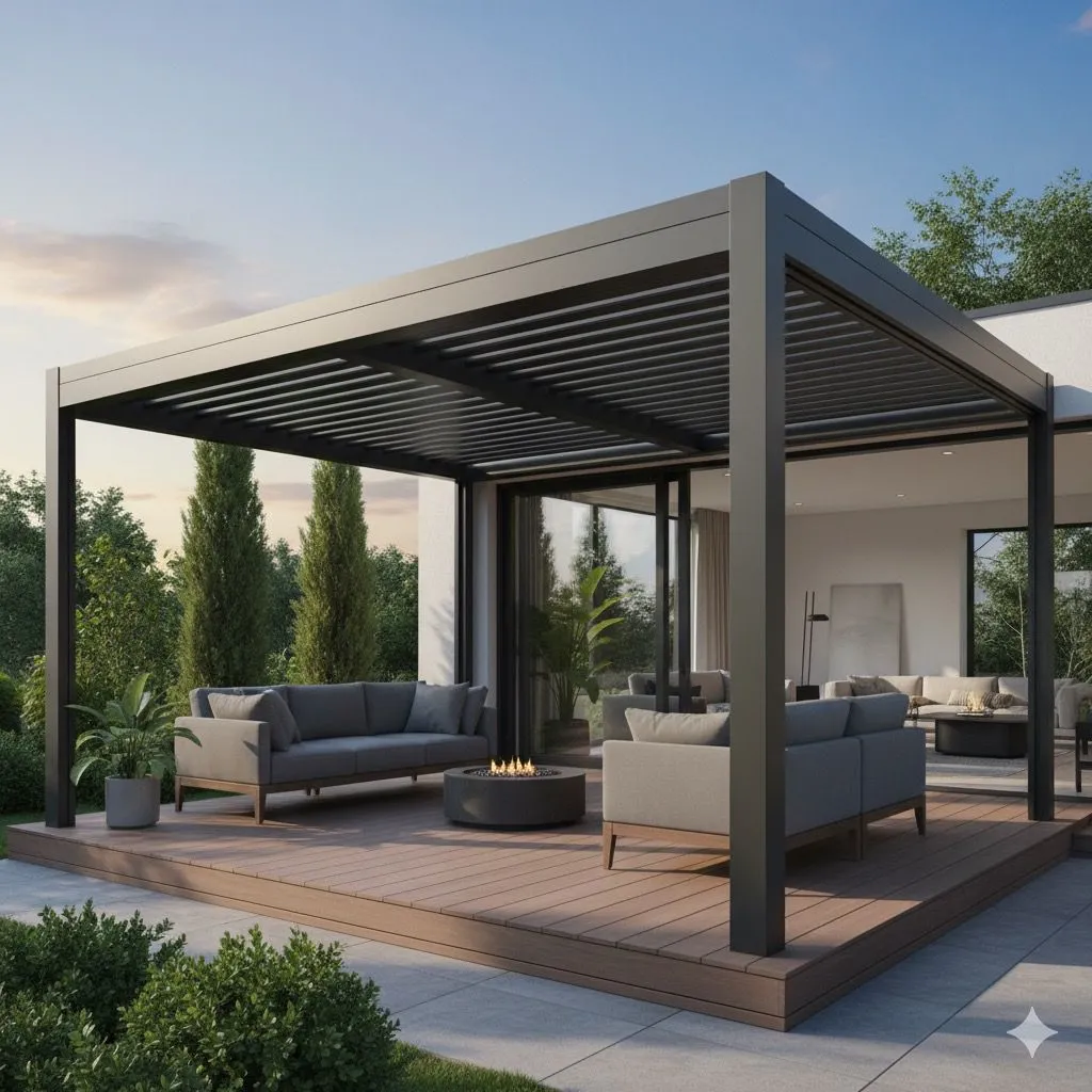 Automatic retractable pergola — sliding roof canopy